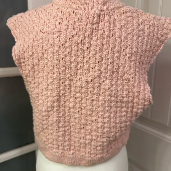 Sonia Rykiel $250 Vintage Crop Tank Top Sleeveless Crocheted Sweater Vest Size L - Picture 3 of 5